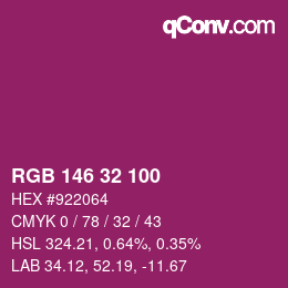 Color code: RGB 146 32 100 | qconv.com