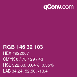Farbcode: RGB 146 32 103 | qconv.com