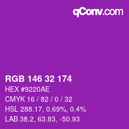 Color code: RGB 146 32 174 | qconv.com