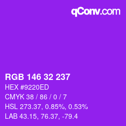 Color code: RGB 146 32 237 | qconv.com