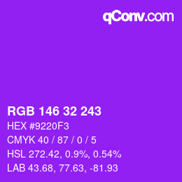 Color code: RGB 146 32 243 | qconv.com