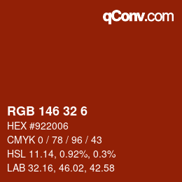 Color code: RGB 146 32 6 | qconv.com