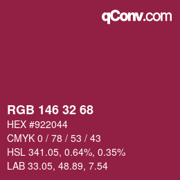 Color code: RGB 146 32 68 | qconv.com