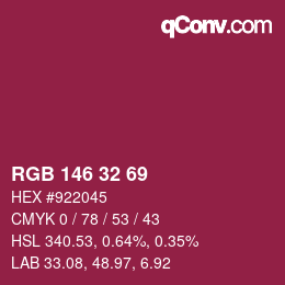 Color code: RGB 146 32 69 | qconv.com