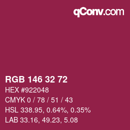 Color code: RGB 146 32 72 | qconv.com