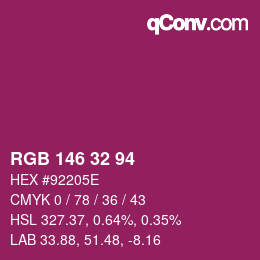 Color code: RGB 146 32 94 | qconv.com