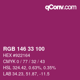 Color code: RGB 146 33 100 | qconv.com