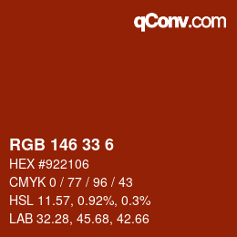 Color code: RGB 146 33 6 | qconv.com