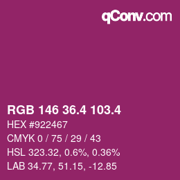 カラーコード: RGB 146 36.4 103.4 | qconv.com