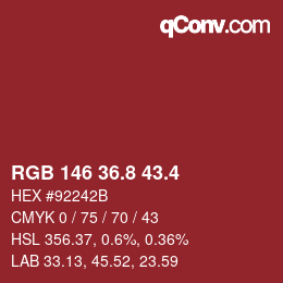 カラーコード: RGB 146 36.8 43.4 | qconv.com