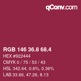 カラーコード: RGB 146 36.8 68.4 | qconv.com