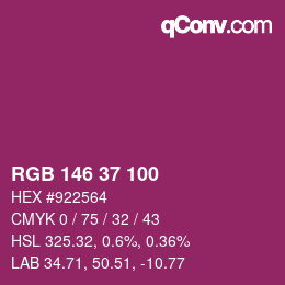 颜色代码: RGB 146 37 100 | qconv.com