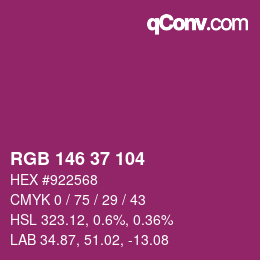 カラーコード: RGB 146 37 104 | qconv.com