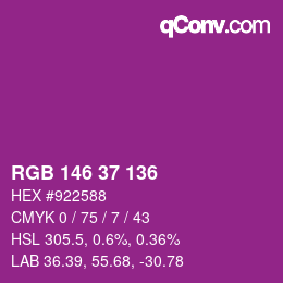 カラーコード: RGB 146 37 136 | qconv.com