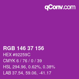 カラーコード: RGB 146 37 156 | qconv.com
