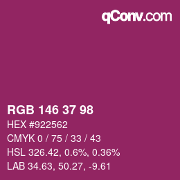 Color code: RGB 146 37 98 | qconv.com
