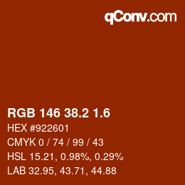 カラーコード: RGB 146 38.2 1.6 | qconv.com