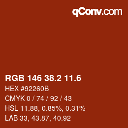 カラーコード: RGB 146 38.2 11.6 | qconv.com