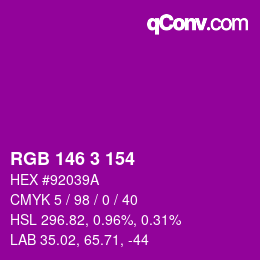 Color code: RGB 146 3 154 | qconv.com