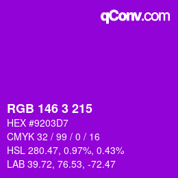 カラーコード: RGB 146 3 215 | qconv.com