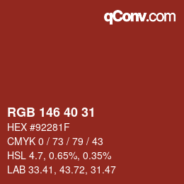Color code: RGB 146 40 31 | qconv.com