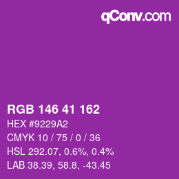 Color code: RGB 146 41 162 | qconv.com