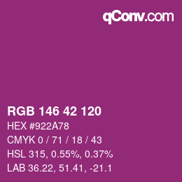 カラーコード: RGB 146 42 120 | qconv.com