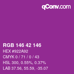 Farbcode: RGB 146 42 146 | qconv.com