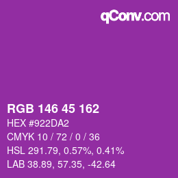 Color code: RGB 146 45 162 | qconv.com