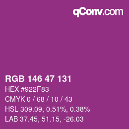 Color code: RGB 146 47 131 | qconv.com