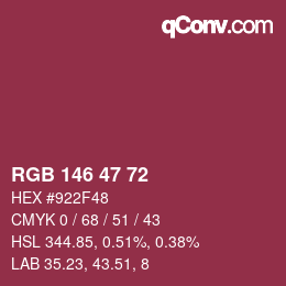Color code: RGB 146 47 72 | qconv.com