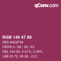 Color code: RGB 146 47 89 | qconv.com