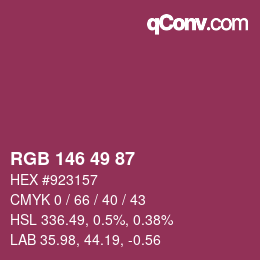 Color code: RGB 146 49 87 | qconv.com