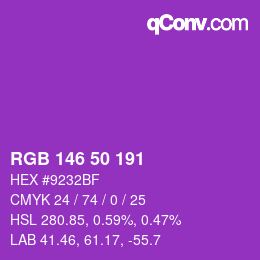 Color code: RGB 146 50 191 | qconv.com
