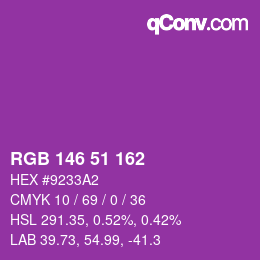 Color code: RGB 146 51 162 | qconv.com