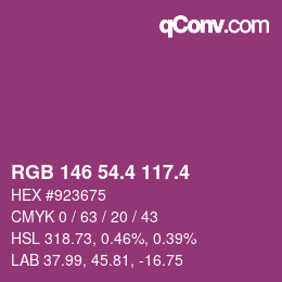 カラーコード: RGB 146 54.4 117.4 | qconv.com