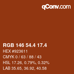 カラーコード: RGB 146 54.4 17.4 | qconv.com