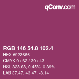 カラーコード: RGB 146 54.8 102.4 | qconv.com