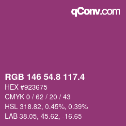 カラーコード: RGB 146 54.8 117.4 | qconv.com