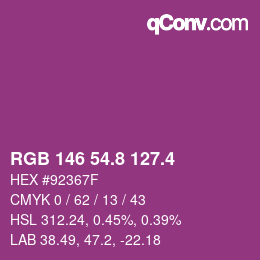 カラーコード: RGB 146 54.8 127.4 | qconv.com