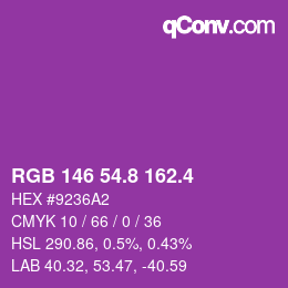 カラーコード: RGB 146 54.8 162.4 | qconv.com