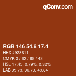 カラーコード: RGB 146 54.8 17.4 | qconv.com
