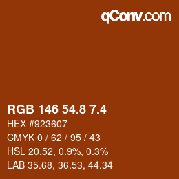 カラーコード: RGB 146 54.8 7.4 | qconv.com