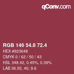 カラーコード: RGB 146 54.8 72.4 | qconv.com