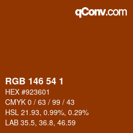Color code: RGB 146 54 1 | qconv.com