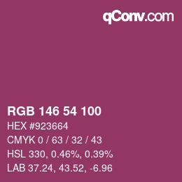 Color code: RGB 146 54 100 | qconv.com
