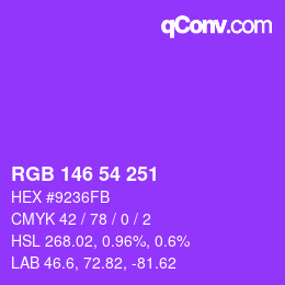 Color code: RGB 146 54 251 | qconv.com