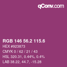 カラーコード: RGB 146 56.2 115.6 | qconv.com
