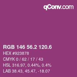 カラーコード: RGB 146 56.2 120.6 | qconv.com