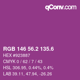 カラーコード: RGB 146 56.2 135.6 | qconv.com